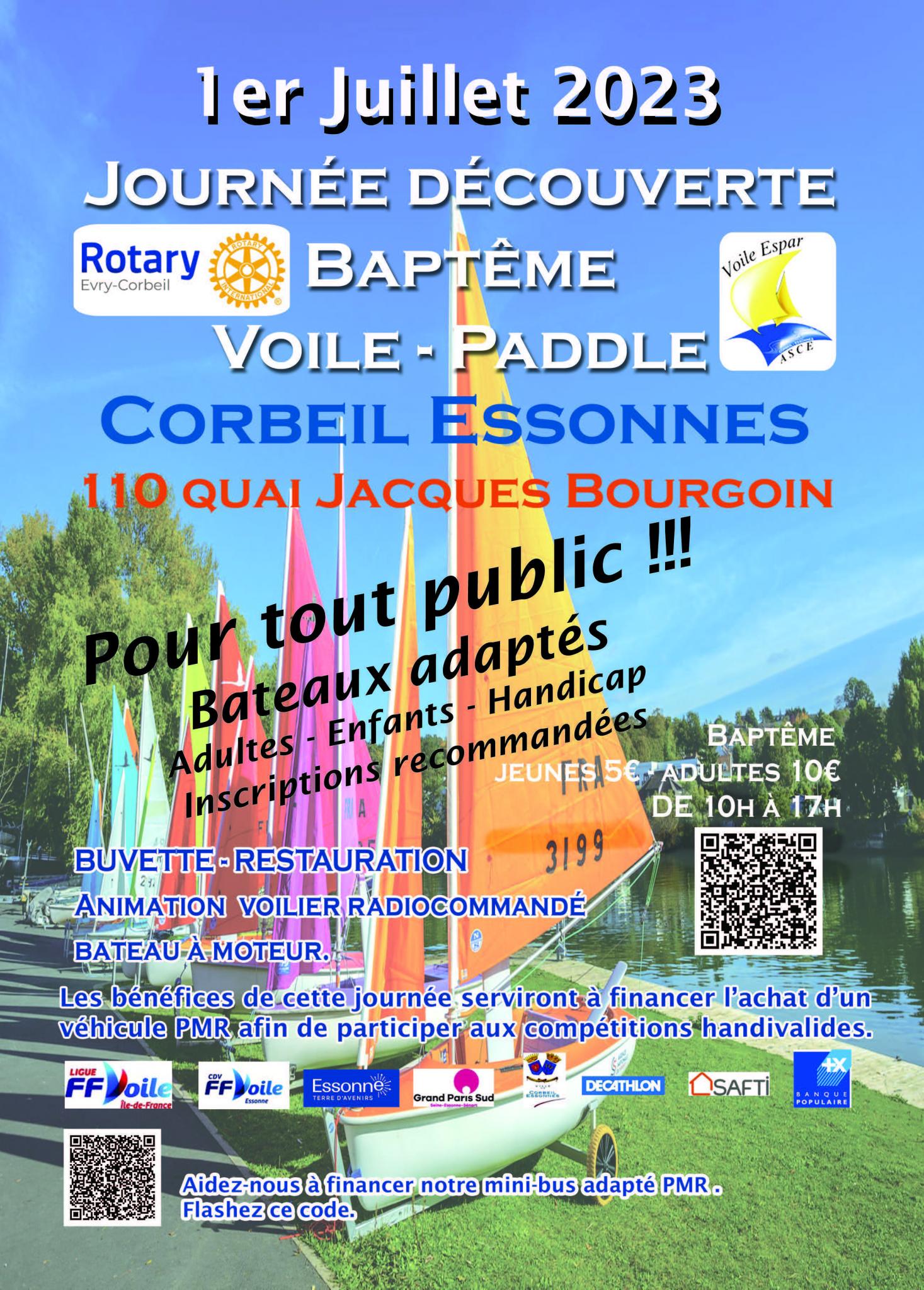 2023-07-01 Affiche journe_e club de voile Corbeil et Rotary club Evry-Corbeil